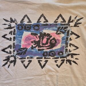 90s Ocean Pacific Boxy Surf Tee M/L Vtg Block Print Fish Single Stitch OP shirt